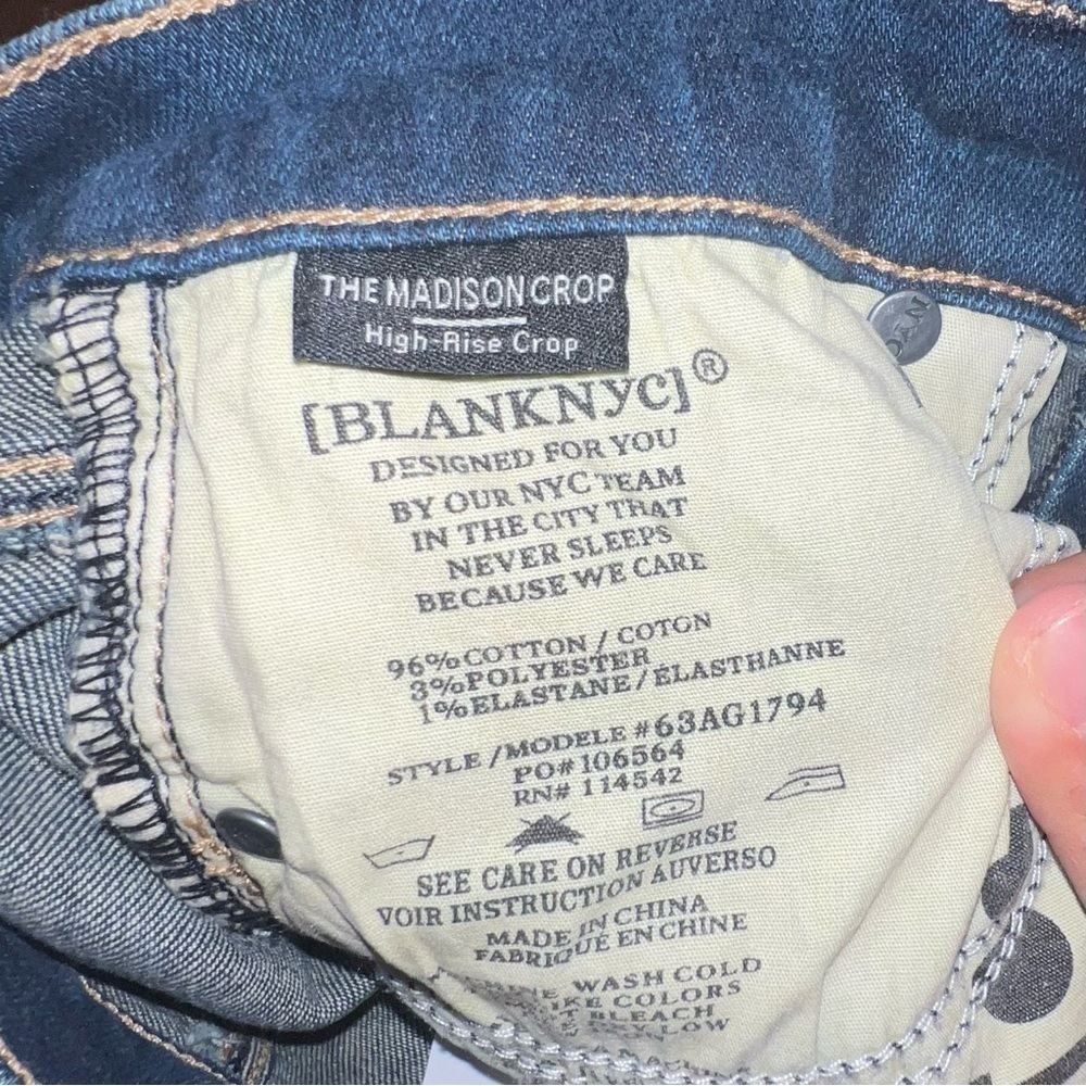 NWT Blank NYC The Madison High Rise Crop Dark Wash Jeans Raw Hem Size 25 - Picture 5 of 12